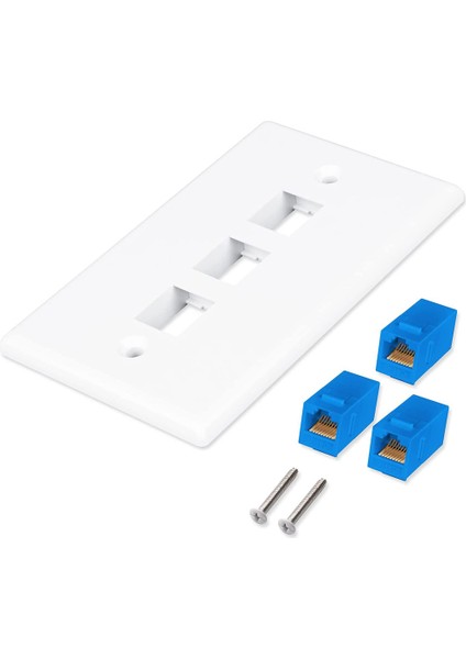 Paket 3 Bağlantı Noktalı Ethernet Duvar Plakası, RJ45 Sıralı Bağlayıcı Eklemeli RJ45 Duvar Plakası, Cat6 Plaka (Yurt Dışından)