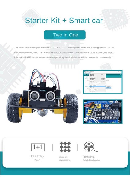 Araba Akıllı Robot Programlama Kiti Dıy Elektronik Kit Akıllı Araba Robot Kiti Programlama Öğrenme Programlama Kiti (Yurt Dışından)