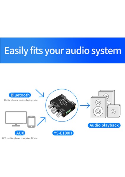 50WX2+100W -E100H 2.1 Hi-Lo Subwoofer TPA3116 Taşınabilir Kullanışlı Kanal Bluetooth Ses Amplifikatörü Devre Kartı Modülü (Yurt Dışından)