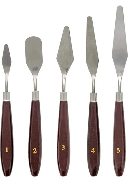 5'li Metal Spatula Seti Painting Knife Akrilik Yağlı Boya Hobi Çalışmaları
