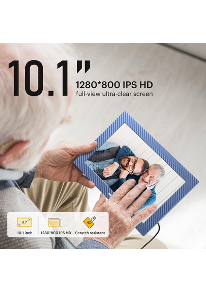 10.1 Inc Dijital Resim Çerçevesi, Uzaktan Kumandalı, IPS Ekran Hd