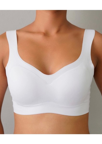 Lazer Kesim Pedli Seamless Bralet Sütyen-Beyaz