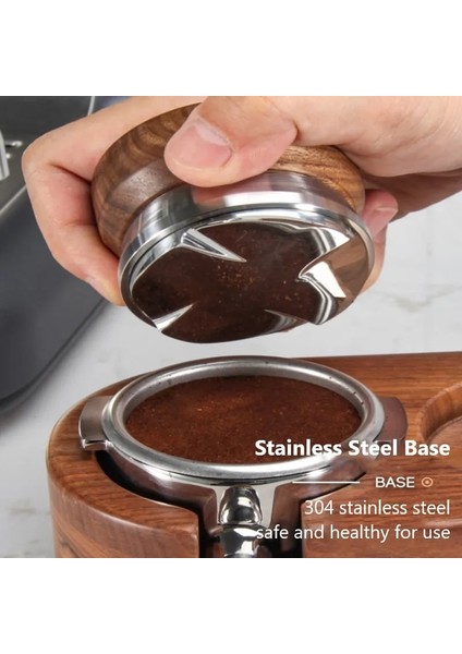No.7 Tarzı Tampers Kahve Tozu Ceviz Saplı Pres Sabit Toz Çekiç Ayarlanabilir Mutfak Espresso Kahve Gereçleri (Yurt Dışından)