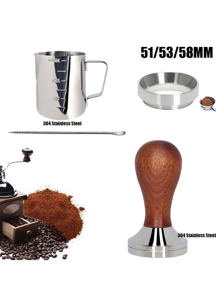 2g Çift Taraflı 51MM Stili Çelik Kahve Tamper mm Porfilter 2 Bardak Sepeti 350ML Köpürtme Sürahi ve Cafe Pot Akıllı Dozaj Fincan Kahve Gereçleri (Yurt Dışından)