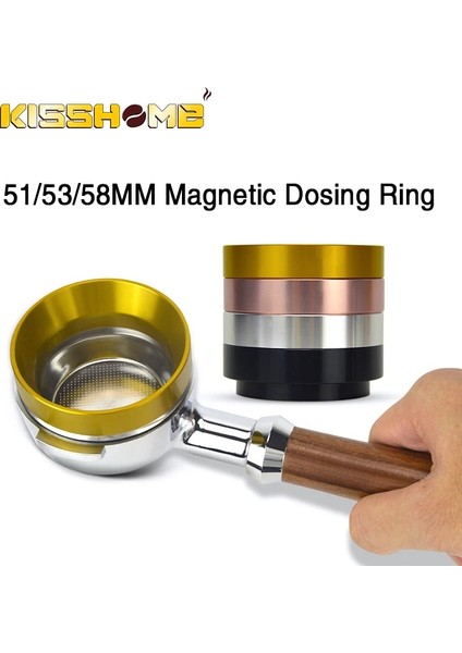 Gümüş Tarzı 51 mm Manyetik Kahve Dozaj Halkası Espresso Toz Konteyner Öğütücü Demleme Kasesi Kahve Tozu Portafilter (Yurt Dışından)