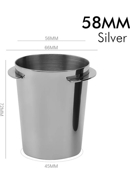 Gümüş 58MM Stili mm Kahve Dozaj Fincan Kahve Toz Besleyici Espresso Dozaj Fincan Paslanmaz Dayanıklı Çelik Kahve Dozajlama Aleti Gümüş Siyah (Yurt Dışından)