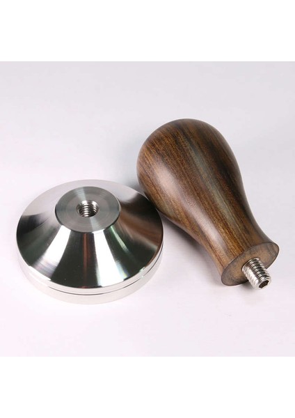 Chacate Preto Stili 53 mm Ahşap Saplı Kahve Sabotaj Tozu Çekiç Paslanmaz Çelik Taban Barista Espresso Sabotaj Aksesuarları (Yurt Dışından)