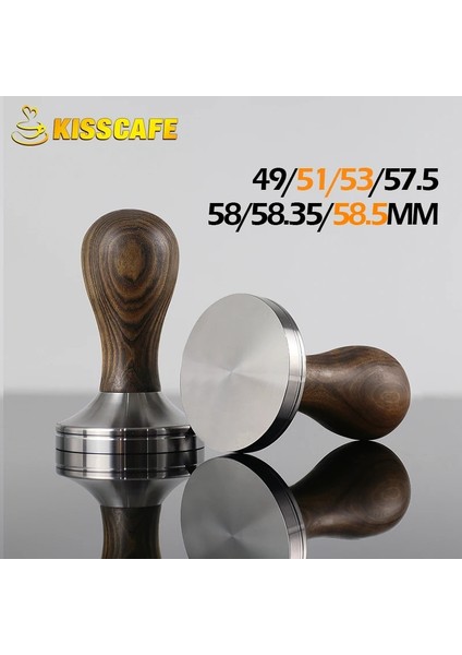 Sadece Ahşap Sap Stili 49MM Kahve Sabotaj Ahşap Kahve Tozu Çekiç Paslanmaz Çelik Düz Taban Kahve Aksesuarları (Yurt Dışından)