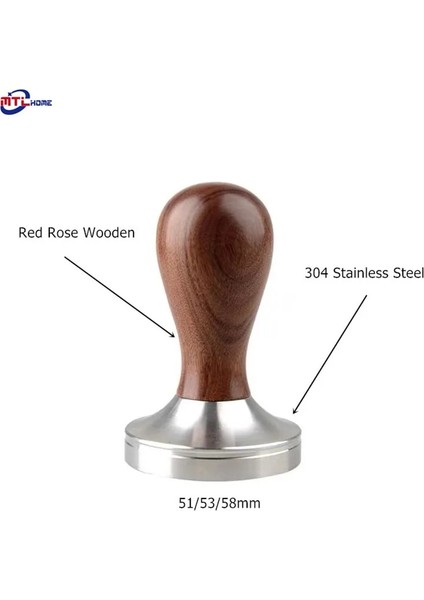 Kırmızı Ahşap Tarzı 58 mm Paslanmaz Çelik Kahve Sabotaj Chacate Preto Ahşap Saplı Kahve Tozu Çekiç Cafe Aksesuarları (Yurt Dışından)