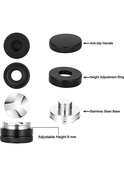 Siyah Stil 51 mm mm Kahve Sabotaj Paslanmaz Çelik Kahve Distribütörü Kahve Tozu Çekiç Aracı Özelleştirilmiş Espresso Aksesuarları Ayarlanabilir (Yurt Dışından) indirimleri