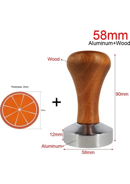 Aluminum 58MM Style Kahve Sabotaj Düz Tamper Tabanı Barista Espresso Presi, Silikon Mat Dozaj Halkası Toz Bardağı (Yurt Dışından)