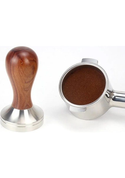Kırmızı Gül Ağacı Tarzı 53 mm M Kahve Sabotaj Ahşap Saplı Basın Düz Taban Espresso Makinesi Öğütücü Toz Çekiç Bira Kase Kahve Barista Çok (Yurt Dışından) fiyatları