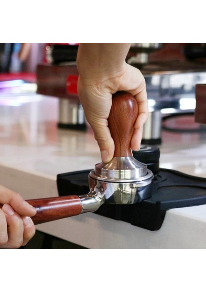 Kırmızı Gül Ağacı Tarzı 53 mm M Kahve Sabotaj Ahşap Saplı Basın Düz Taban Espresso Makinesi Öğütücü Toz Çekiç Bira Kase Kahve Barista Çok (Yurt Dışından) fırsatları