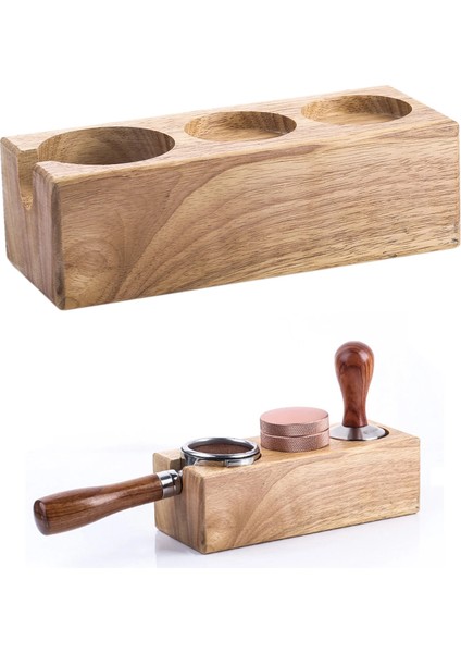 Ahşap Rengi 3 Delikli B Stili Manuel Kahve Dış Müdahale Tutacağı Taban Portafiltre Sıkıştırma Aleti Espresso Standı (Yurt Dışından)