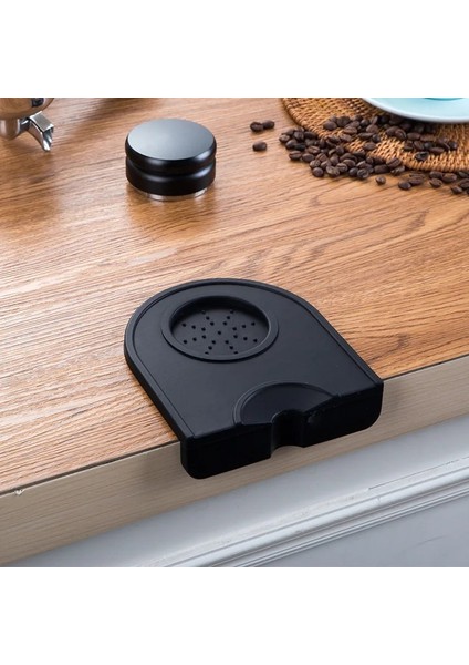 Siyah 12.5X14CM Stili Kaymaz Kahve Sabotaj Matı Espresso Pad Kahve Sıkıştırma Tutucu Sabotaj Kauçuk Köşe Ped Silikon Kahve Gereçleri Sıkıştırma Matı (Yurt Dışından)
