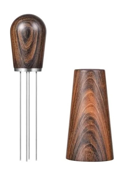 Raf Tarzı Siyah Masif Ahşap Saplı Iğne Kahve Sabotaj Distribütörü Leveler Aracı Barista Için Iğne Tipi Kahve Tozu Distribütörü (Yurt Dışından)