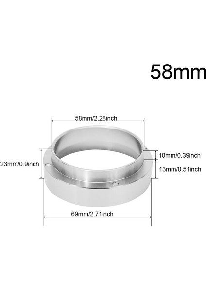 Şerit Yüzük 58MM Tarzı Paslanmaz Çelik Çift Kafa Kahve Sabotaj 3 Açılı Eğimli ve Düz Tabanlı, Espresso Kahve Porfiltre Filtresi (Yurt Dışından)