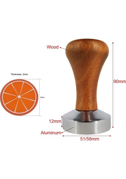 Round Mat Style Kahve Barista Espresso Düz Tamper Taban Pres Matı Dozaj Halkası Kahve Sepeti Portafilter Tutucu (Yurt Dışından)