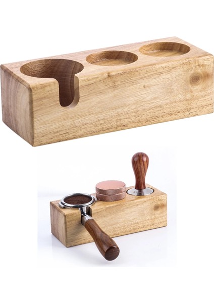 Ahşap Rengi 2 Delik A Stili Manuel Kahve Dış Müdahale Tutacağı Taban Portafiltre Sıkıştırma Aleti Espresso Standı (Yurt Dışından)
