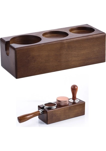 Ahşap Rengi 2 Delik A Stili Manuel Kahve Dış Müdahale Tutacağı Taban Portafiltre Sıkıştırma Aleti Espresso Standı (Yurt Dışından)
