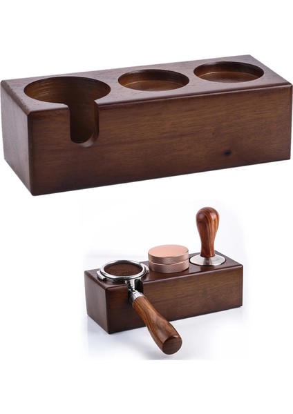 Ahşap Rengi 2 Delik A Stili Manuel Kahve Dış Müdahale Tutacağı Taban Portafiltre Sıkıştırma Aleti Espresso Standı (Yurt Dışından)