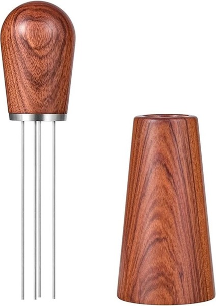 Kırmızı-Kahverengi Tarzı Espresso Kahve Karıştırıcı, Espresso Dağıtımı Için Kahve Karıştırma Aleti, Kahve Tozu El Kurcalama, Doğal Ahşap Sap ve Stand (Yurt Dışından)