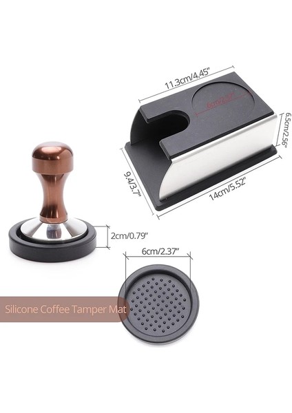 Tamping Mat Siyah Stil Espresso Tamper - Paslanmaz Çelik Tabanlı Premium Barista Kahve Sabotaj ve Silikon Kahve Sabotaj Mat (Mm) (Yurt Dışından)