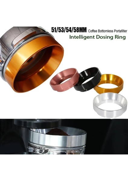 Altın Dozaj Halkası Stili 54L53MM mm Paslanmaz Çelik Dipsiz Portafilter Kahve Espresso Makinesi Kolu Dozaj Halkası (Yurt Dışından)
