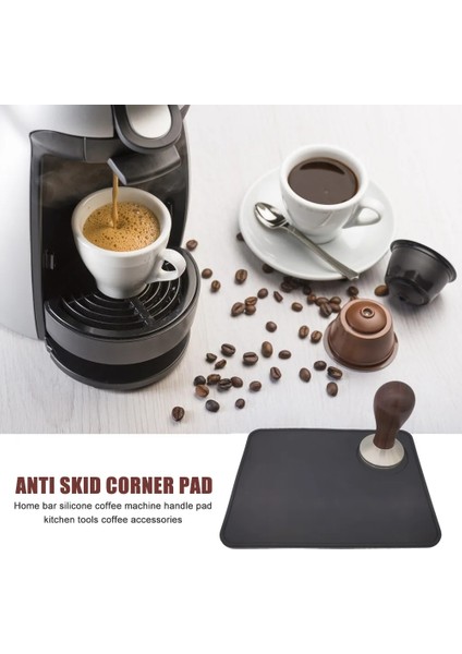 20X15 cm Stili Espresso Kahve Sabotaj Mat Yivli Kahve Kurcalama Köşe Mat Pad Kaymaz Gıda Güvenli Silikon Kauçuk Cof Ware Tamping Mat (Yurt Dışından)
