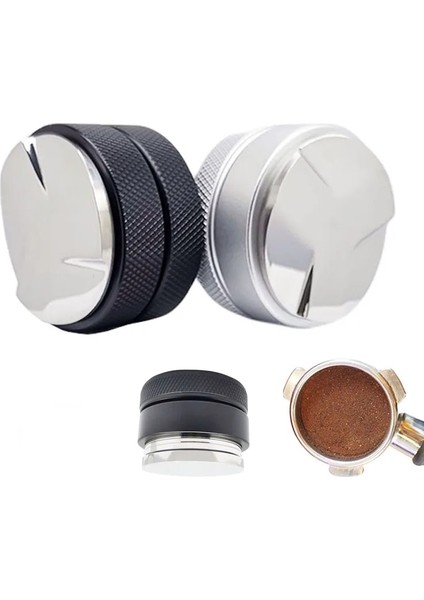 Siyah 3AÇILI Dış Müdahale Stili 53 mm Espresso Paslanmaz Çelik mm Kahve Dağıtıcı Düzleştirici Alet Üç Açılı Eğimli Macaron Kahve Sabotaj (Yurt Dışından)