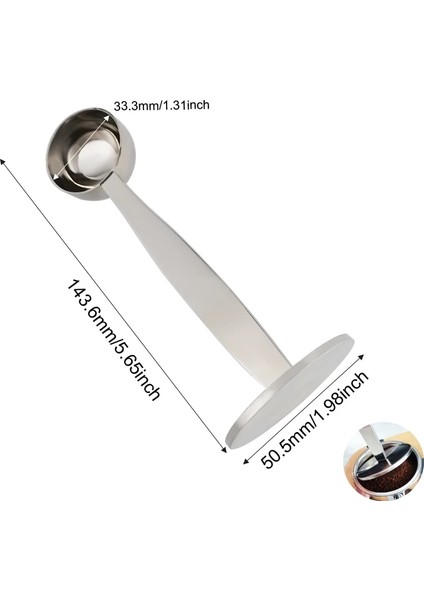 Ss Kaşık Stili Düz Tamperler Baz Basın Barista Espresso Kahve Tamper, Silikon Mat Dozaj Halkası ile Toz Bardak (Yurt Dışından)
