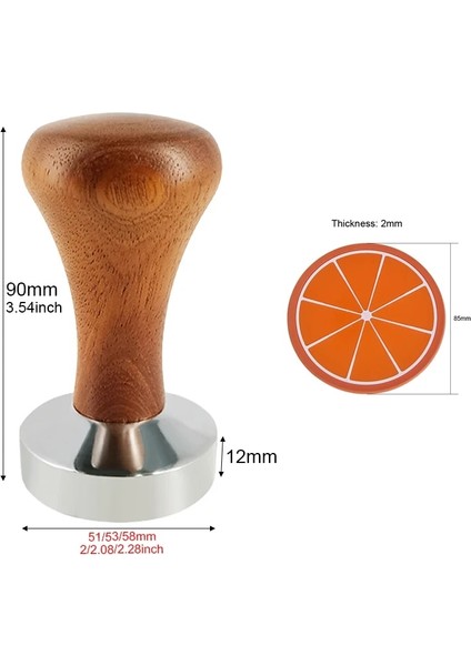 Ss Kaşık Stili Düz Tamperler Baz Basın Barista Espresso Kahve Tamper, Silikon Mat Dozaj Halkası ile Toz Bardak (Yurt Dışından)
