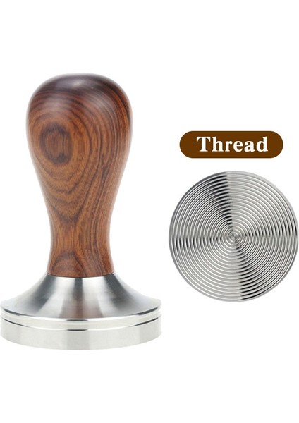 Dalbergia Iplik Stili 53 mm Espress Kahve Tamper, Paslanmaz Çelik Düz ve Dalgalı Taban (Yurt Dışından)