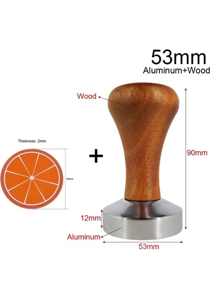 Alüminyum 53MM Tarzı Kahve Sabotaj Düz Tamper Tabanı Barista Espresso Presi, Silikon Mat Dozaj Halkası Toz Bardağı (Yurt Dışından)