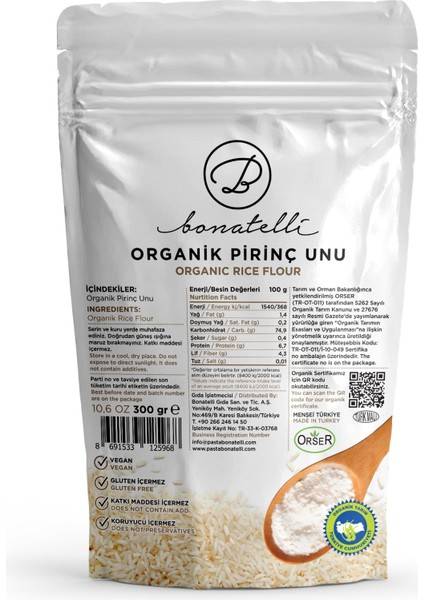 Organik Pirinç Unu 300 gr