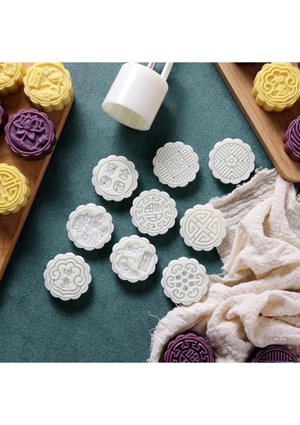 4 REUNION50G Stili Sonbahar Ortası Ay Kek Kalıbı Yapma Modeli Baskı Ekipmanları Buz Cilt Maş Fasulyesi Kek Tatlı Elle Preslenmiş Yapışmaz Ev Ay (Yurt Dışından) fiyatları