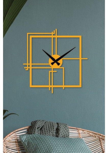 Kare Querencia Metal Gold / Altın Duvar Saati - Ev / Ofis Saati - Hediye Saat - 50 x 50 cm
