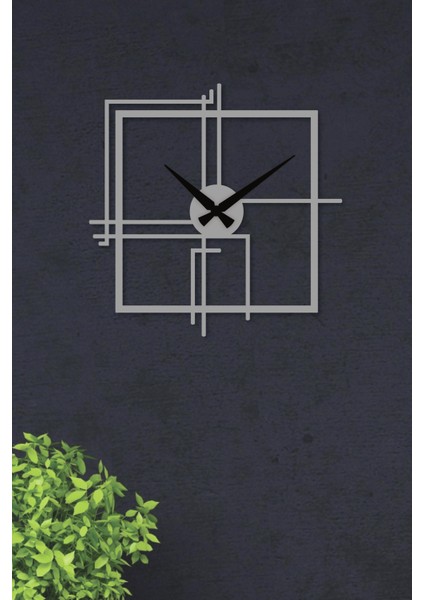 Kare Querencia Metal Gümüş / Silver Duvar Saati - Ev / Ofis Saati - Hediye Saat 50 x 50 cm
