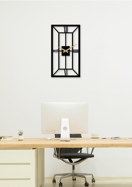 Tetragonal / Dikdörtgen Metal Siyah Duvar Saati - Ev / Ofis Saati - Hediye Saat 60 x 33 cm fırsatları