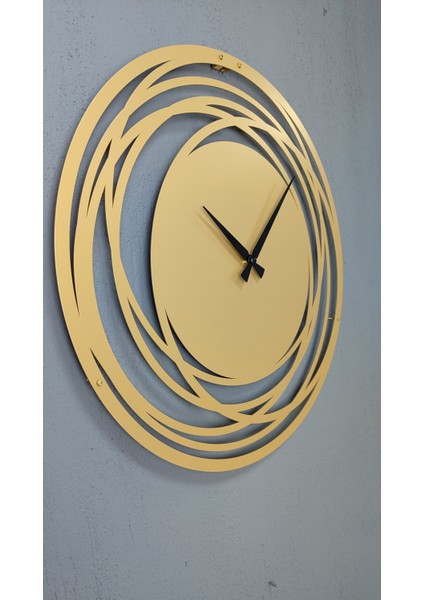 Circle Metal Gold / Altın Duvar Saati - Ev / Ofis Saati - Hediye Saat - 50 x 50 cm