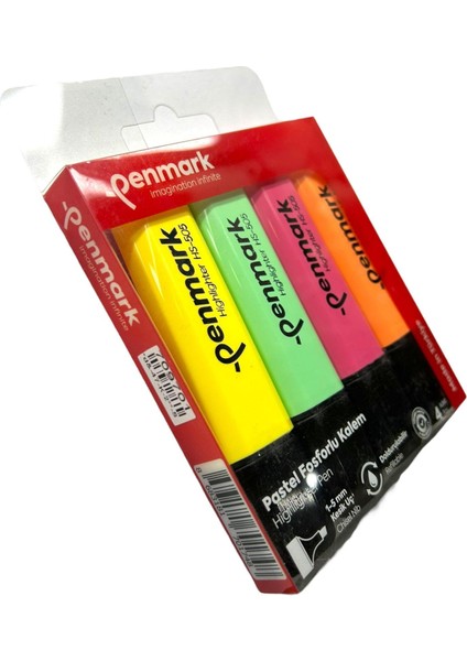 Fosforlu Kalem 4 Lü Asetat Karışık Renk Pastel 8683181701748 HS-505-4P 709701 modelleri