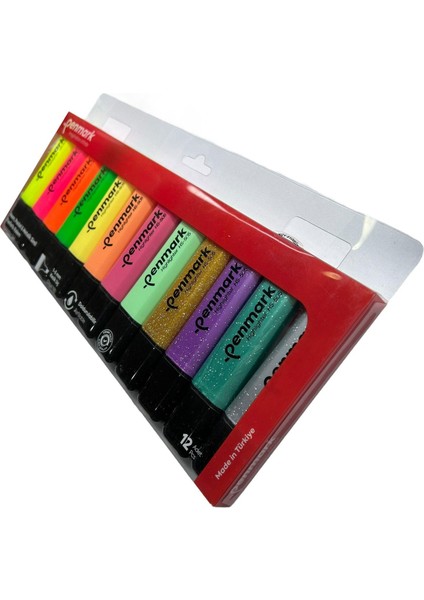 Fosforlu Kalem 12 Li Asetat Karışık Renk 4 Neon +4 Pastel+4 Simli 8683181701878 HS-505-12NPS 709698 modelleri