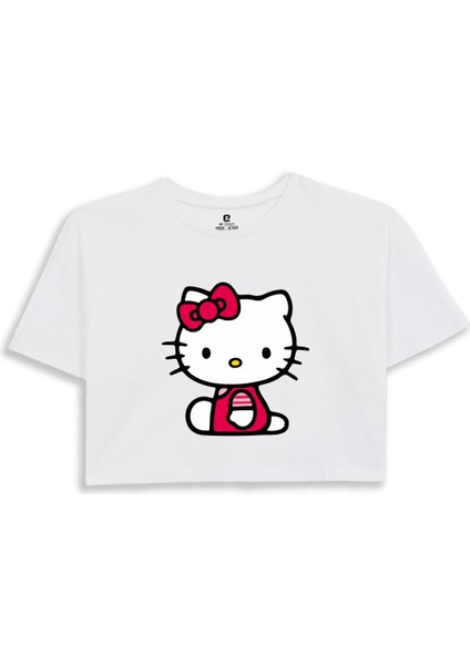 Hello Kitty Baskılı Crop Tshirt