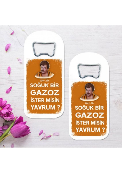 2'li Nuri Alço 'soğuk Bir Gazoz' Tasarımlı Oval Uzun Açacaklı Magnet