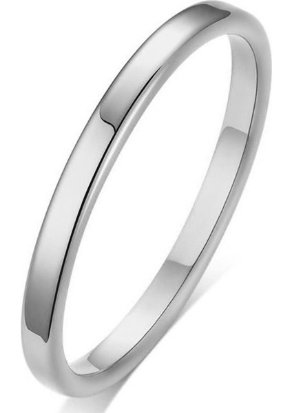 2mm Ince Parlak Düz Model Erkek Kadın Çelik Alyans Yüzük CL41