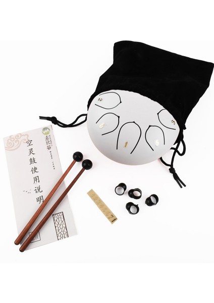 JTN-68 6 Inç 8 Ses Ton Çelik Handpan Tongue Drum Davulu - Beyaz