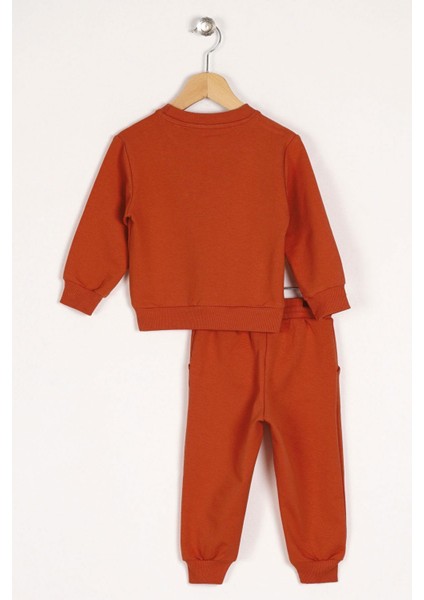 Bisiklet Yaka Uzun Kol Anımal Person Baskılı Kiremit Renk Erkek Çocuk Esofman Takım fiyatları