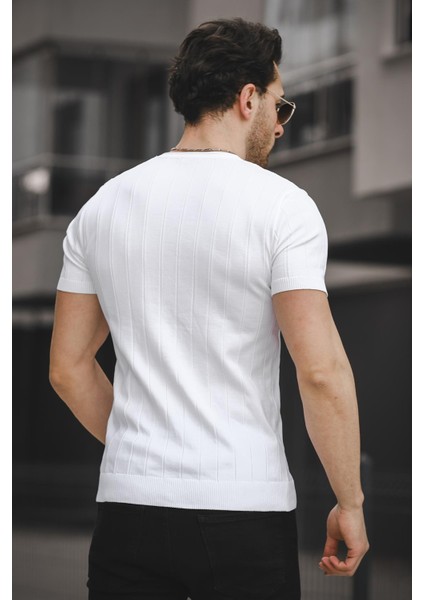 Ht 340006 Gizli Çizgili Bisiklet Yaka Erkek Triko Tshirt modelleri