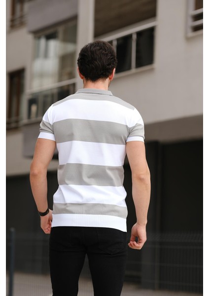Ht 340016 Çift Renk Polo Yaka Erkek Triko Tshirt modelleri