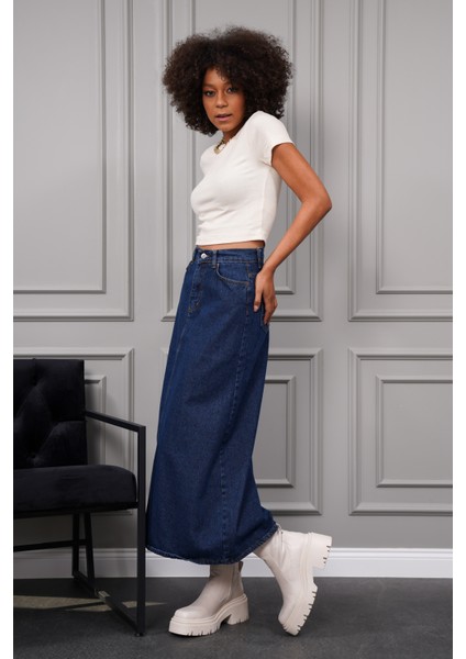 Kadın Maxi Boy Denim Etek